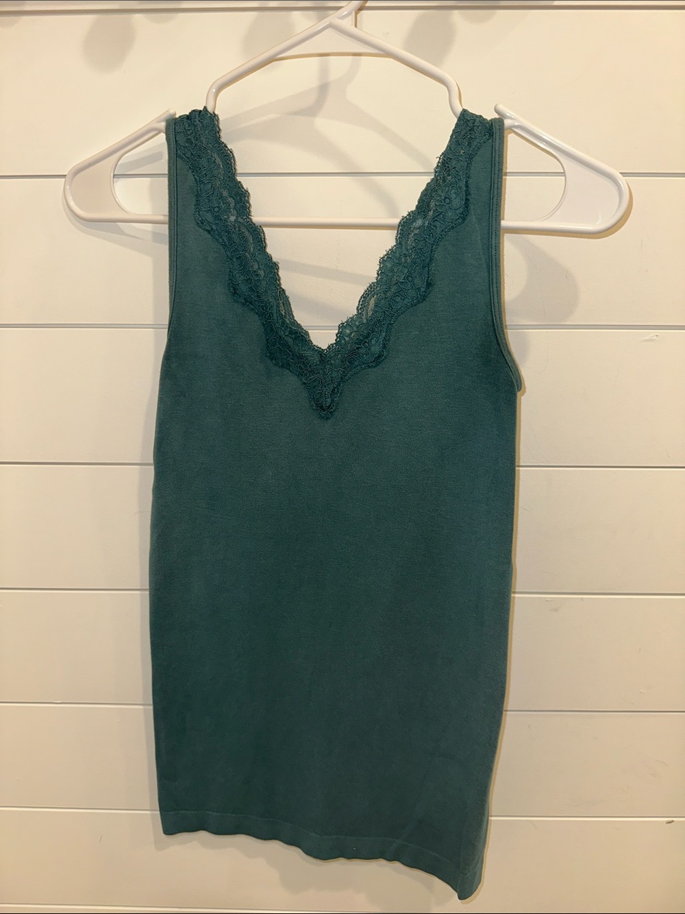 Deep Teal Lace Trim Tank Top